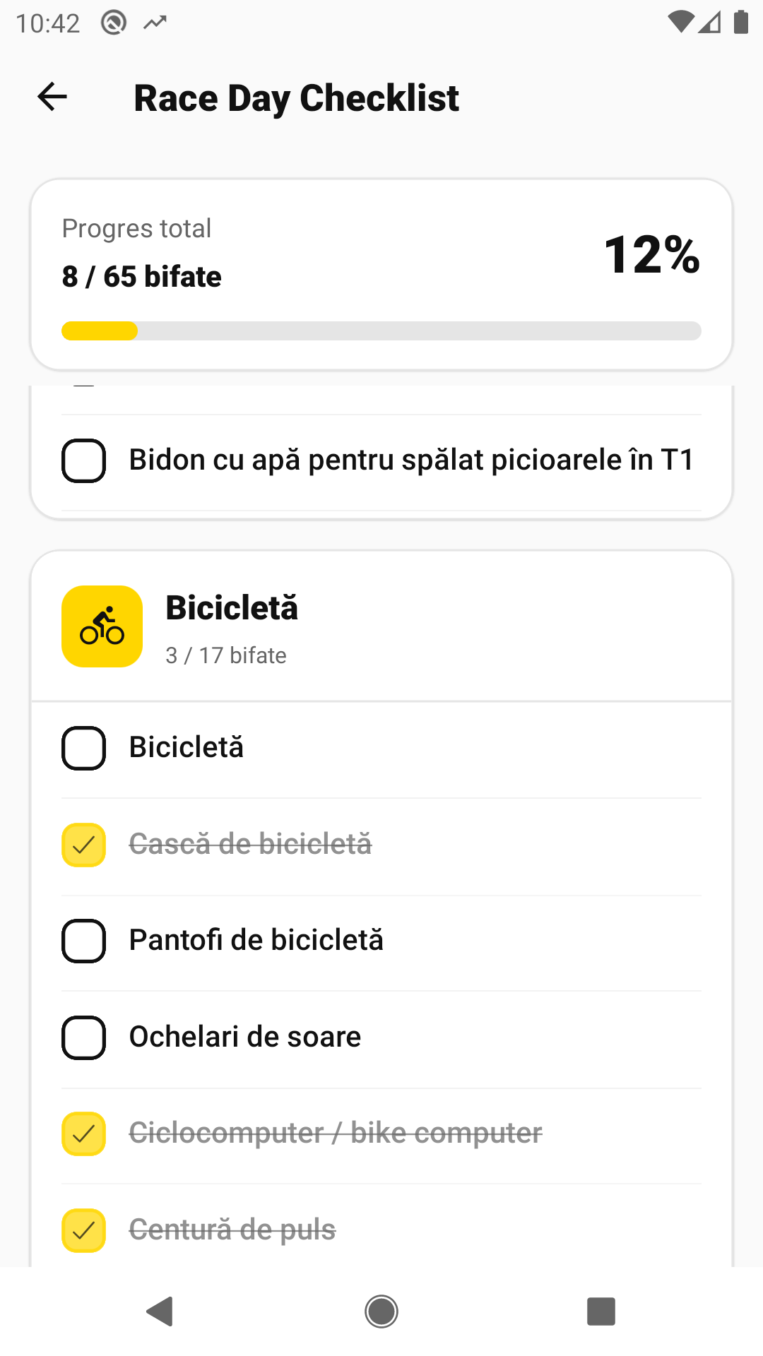Race Day Checklist in the Tribro app